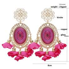 1 Pair Bohemian Romantic Floral Statement Earrings Women's Elegant Vintage Pattern Large Hoops For Holiday Fashion Jewelry