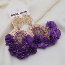 1 Pair Bohemian Romantic Floral Statement Earrings Women's Elegant Vintage Pattern Large Hoops For Holiday Fashion Jewelry