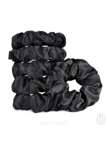 ZERO FRIZZ | Set Of 5 Satin Scrunchies | Choose Your Favorite Color - Black - View 1