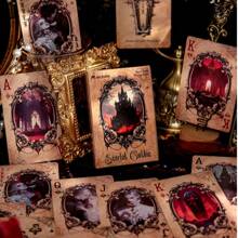 Limited Edition Crimson Gothic Retro Poker Card Upgrade - Essential For Happy Reunion Dormitory! Thick Anti Slip Frosted Surface, Dark Character Playing Cards, Retro Retro Alice Series, Retro Style Entertainment Playing Cards, Suitable For Family Gatherings And Party Games - Retro - View 2