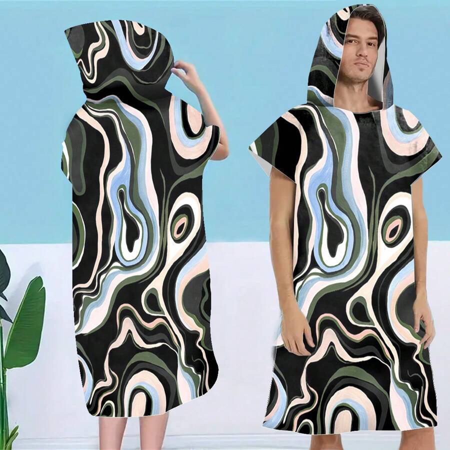 1 halat de baie de schimb, poncho de surf absorbant de apă, halat de baie cu glugă cu uscare rapidă, subțire, ușor, rezistent la vânt și UV, moale și cald, potrivit pentru înot, duș, scufundări, surfing pe plajă, călătorii de vară, vacanță, decor baie, articole esențiale pentru plajă