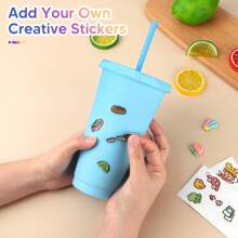 12pcs Reusable Plastic Cups Portable Leak-Proof And Anti-Fall Water Bottle With Straw And Lid, Large Capacity Water Bottle Iced Coffee Travel Cup Reusable Plastic Cups For Party Birthday Summer Party Cups, Home Party Supplies, Holiday Birthday Party Supplies, Party Decorations, Party Decorations, Party Favors, Holiday Gifts 24 Oz (Multiple Colors) - 彩色 - 查看 4