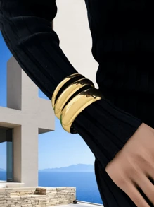 Set de 5 piezas/4 piezas/3 piezas/2 piezas de pulseras asimétricas gruesas de estilo punk simple, accesorio de joyería de belleza atemporal para mujeres, puede tener pequeños rasguños