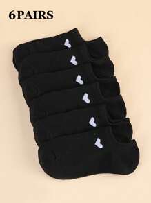 1/6/9/10/15 Pairs Women Cute Solid Heart Boat Socks, Soft & Comfortable, Moisture-Wicking, Suitable For Sports & Casual Wear