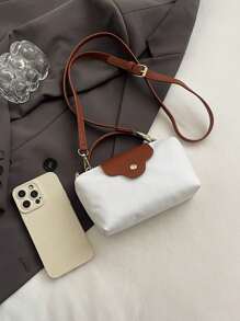 Bolso de mujer de estilo casual y versátil con contraste de tela, bolso cuadrado sencillo, cartera con asa de moda, bolso de estilo retro con correa de hombro desmontable, adecuado para adolescentes, estudiantes universitarias, principiantes y trabajadores de oficina, perfecto para la oficina, la universidad, el trabajo, los negocios y los desplazamientos - Blanco - Ver 7