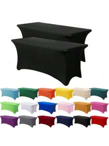 1/2 piezas Mantel de spandex, cubierta de mesa elástica, mantel rectángulo ajustado, cubierta de mesa elástica universal para bodas, banquetes, fiestas y eventos en el patio