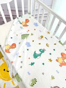 1pc Cotton Soft & Breathable Fitted Sheet With Animal Print, Suitable For Baby Crib, Bassinet, Oval And Rectangular Mattresses, For Infant Boys And Girls, All Seasons - White - View 13