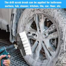 4pcs Soft Drill Brush Attachment 4inch For Cleaning Carpet & Leather And Upholstery Glass Car Tires Electric Scrubber Drill