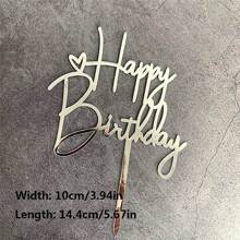 Happy Birthday Decoration Acrylic Christmas Decorations Cake Toppers Cake Pastry Accessory Topper New Years - Silver - View 2