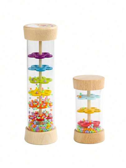 1 thanh gỗ mưa cho bé - Lục lạc cảm giác Montessori, trò chơi âm nhạc êm dịu, phát triển vận động tinh,