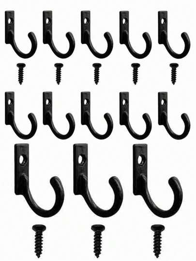 20 pièces/paquet 10 crochets + 10 vis, crochets muraux de rangement vintage, petits crochets pour vêtements et chapeaux, crochets bronze pour tasses à café, bijoux, clés, chapeaux, petits crochets pour serviettes de cuisine et de salle de bain, cintres, porte-serviettes, crochets muraux convenant à la décoration de style ferme