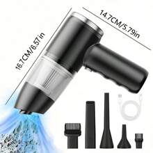 Aspiradora de mano portátil, alta succión, aspiradora de mano recargable para automóvil - aspiradora doméstica inalámbrica, robot aspirador, cepillo para polvo integrado, soplado y succión - perfecta para limpiar casas, pisos, sofás y más - Negro - Ver 4