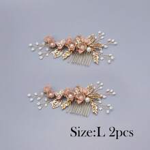 2/3/4 piezas Pasador de pelo con flores y perlas de imitación para mujer, y 1 peineta para bodas, fiestas, tocados estilo bohemio