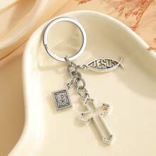 Street 1 件十字架和圣经吊饰钥匙扣汽车配件包饰学校可爱哥特 Y2K - 復古銀色 - 查看 3