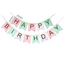 1set Pastel HAPPY BIRTHDAY Banner Macaron Candy Pastel Birthday Garland Bunting 2 3 4 1st Birthday Party Decoration Christening - Multicolor - View 7