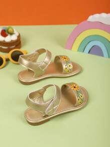 2025 Spring & Summer New Girls Retro Chinese Style Sandals, Toddler Soft Bottom Anti-Slip Kids Shoes, Big Children Fashion Sneakers - Gold - View 5