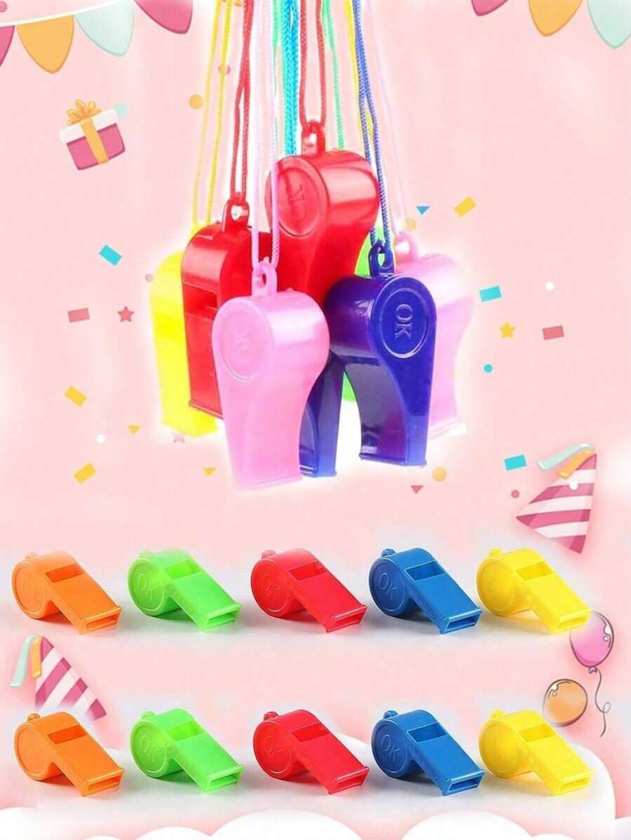 20pcs/Set Colorful Sports Whistles For Party, Football, Basketball Games, Birthday, Wedding Celebration Gifts - Suitable For Coaches, Referees, Sports, Outdoor Emergencies, Great For Loud Referee Whistle (Random Color)