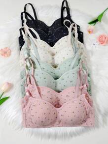 8pcs/Set Teen Girls Simple Solid Color Bralette - Multicolor - View 2