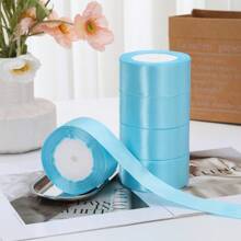 5 件 4 厘米宽缎带蝴蝶结发饰，适用于蛋糕烘焙、手工玫瑰花材料、生日派对、婚礼装饰、礼品包装、万圣节、秋季、橙色、新年伴娘派对礼物 - 淺藍色 - 查看 2