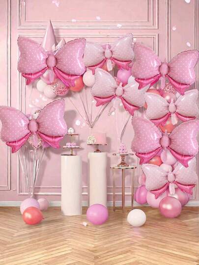 6/12 peças Balão de laço rosa para decoração de festa, balão de laço gigante, adequado para festas de aniversário, casamentos, presentes, decoração de festa