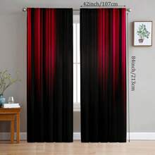 2pcs Wine Red Ombre Pattern Curtains, Digital Printed Curtains With Rod Pocket, Polyester Material, Suitable For Living Room, Kitchen, Bedroom, Study, Dining Room, Home Decor - Multicolor - View 4