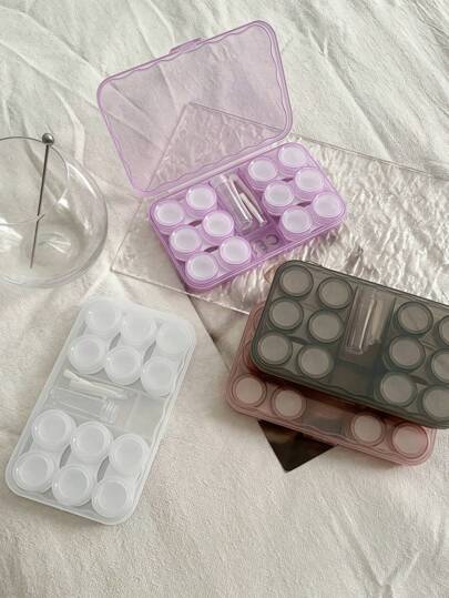 XIANG YU 1 Piece Vintage Minimalist Portable Contact Lens Case With Transparent Design, Suitable For Storing And Caring For Multiple Pairs Of Lenses, Including Both Contact Lenses And Color Lenses, Featuring A Cold And Elegant Style. Halloween