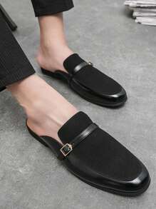 Mocasines tipo mula de moda para hombres talla grande, zapatos de conducción holgados sin talón, pantuflas de piel casual para barbería, sandalias minimalistas para exteriores para hombres