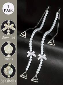 2 regulowane ramiączka do biustonosza zdobione perłami, odpinany łańcuszek na klatkę piersiową, pasek na ramię do bielizny, odkryte plecy na imprezę Rave