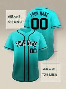 Custom Name & Number Lightweight Baseball Jersey - Personalized Men's Training Shirt, Breathable Button-Up Sports Top For Athletic Performance - Cadet Blue - View 1