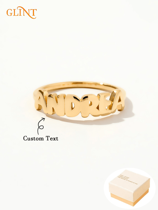 Bague à bulle personnalisée en or unicolore 18 carats plaqué acier inoxydable, bague avec nom manuscrit pour femmes, bague empilable en or 18 carats, bijoux personnalisés, cadeau personnalisé, cadeau pour la fête des mères, cadeau pour la Saint-Valentin, cadeau pour la fête des pères, or, élégant, coloré, vintage, simple, unisexe, casual, mignonne, personnalisé, unique, cadeaux idéaux pour lui, cadeaux idéaux pour elle, elle, petit-ami, petite-amie, papa, maman, famille, amis, pour les anniversaires, pour les graduations, pour les promos, pour les fêtes, bijoux