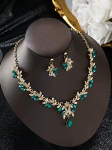 3pcs/Set Fashionable New Diamond Studded Women's Jewelry Necklace, Earrings, Elegant Women's Jewelry Set, Suitable For Women To Wear In Daily Wear, Engagement, Wedding, Party, Banquet Occasions, The Best Choice For Holiday Gifts.