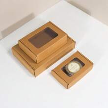 10个棕色窗口纸礼品盒、快递包装盒、包装材料、包装盒、礼品盒、瓦楞纸盒、快递盒、包装盒、飞机盒、瓦楞纸盒、邮政盒 - 棕色 - 查看 9