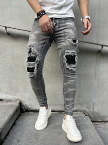 Herren Mode Streetwear Stil Destroyed Skinny Denim Jeans