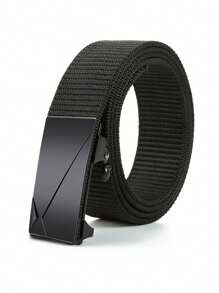 Men's Fashion Canvas Belt With Automatic Buckle - Versatile For Outdoor, Black Casual, Business, Boyfriend Husband Father Dad Men Gift, Daily Wear, Fashion, Teen, Outdoor, Vacation, Athletic, Travel, Street, Boho, Vintage Fall, Autumn, Halloween Autumn-Winter Accessories,Suitable For Teens, Youth,Men,Casual, Outdoor, Athletic, Vacation, Graduation Gifts, Birthday, Daily Wear - Black - View 5