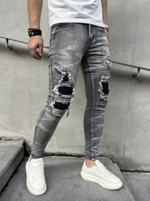 Herren Mode Streetwear Stil Destroyed Skinny Denim Jeans