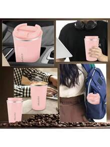 380ml/510ml Coffee Mug 304 Stainless Steel Mug Sealed Leak-Proof Anti-Slip Portable Water Cup For Travel Picnic Trips Back To School - Multicolor - View 7
