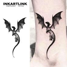 INKARTLINK Revolutionary Technology Temporary Tattoos - Dinosaur & Herbal Juice Tattoos, Magic Tattoos, 15 Day Tattoos, Semi-Permanent Tattoos, Realistic Fake Tattoos, Long-Lasting 1-2 Weeks - Black - View 2