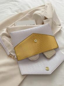 Vintage Women's Handbag, New Fashion Small-Crowd Design Envelope Bag, Solid Color - White - View 9