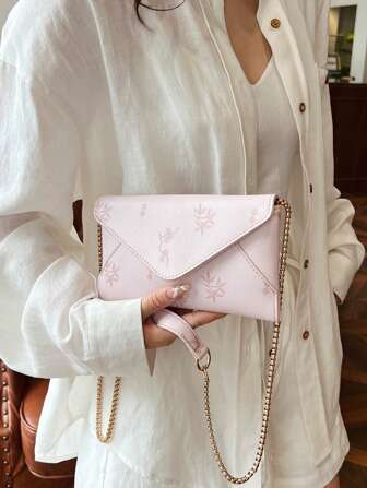 New Fashion Solid Color Elegant Print Envelope Bag, Texture Women Bag
