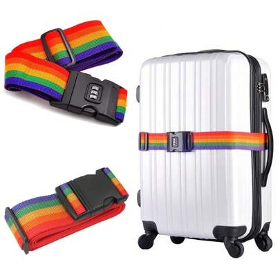 Fashionable Luggage Straps, Rainbow Adjustable Travel Accessory, Anti-Theft Suitcase Belt, Secure Fit For Various Luggage Sizes - Ideal For New Year & Christmas Gifts Suitcase Belts Graduation Bag For School School Accessories School Stuff