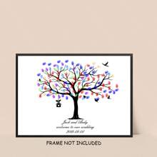 1pc Creative Fingerprint DIY Finger Painting Wedding Party Company Annual Meeting Personalized Fingerprint Sign-In Picture Sign-In Tree, Increase Fun, Decorative Painting, Living Room, Bedroom, Decorative Poster, Memorable, Canvas, No Frame - Multicolor - View 43