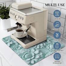 1pc Printed Utensil Drainer Mat, Coffee Pad, Diatomite Non-Slip Heat Resistant Tableware Mat, Coffee Bar Accessory Handmade Coffee Pot Drainage Pad, Highly Absorbent Non-Slip Kitchen Countertop Mat For Coffee Maker, Coffee Pot, Coffee Coaster