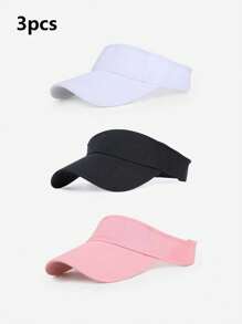 Set de 3 gorras de béisbol para mujer de estilo liso para deportes al aire libre, gorra de golf transpirable, gorra visera con protección solar, ajustable para playa, viajes, parejas, estudiantes