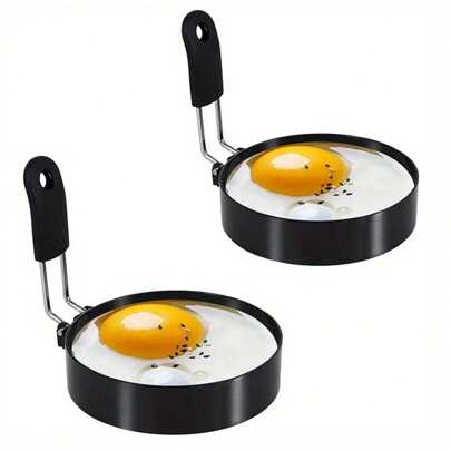 1pc Thickened Stainless Steel Non-Stick Round Egg Ring, Household Kitchen Small Hamburger Patty Mold