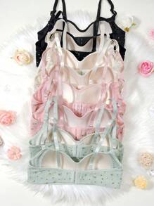 8pcs/Set Teen Girls Simple Solid Color Bralette - Multicolor - View 3