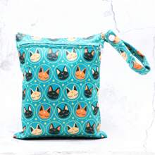 1个小型（20*25厘米）拉链设计按扣提手防水可重复使用尿布湿袋，适合装小件物品