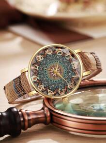 1pc Set Women's Elegant Fashion Personalized Digital Dial Quartz Wrist Watch, Stylish