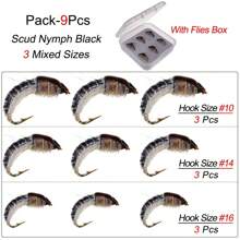 鱼饵 - 6/9 件/盒逼真若虫飞蝇饵适用于鳟鱼钓鱼飞蝇绑制人造鱼饵诱饵材料人造羽毛和人造丝 - 彩色 - 查看 16