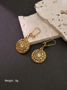 1 par de pendientes geométricos huecos minimalistas de moda, estilo vintage casual para el día a día para mujeres - Amarillo Oro - Ver 8