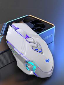 1 pieza Ratón inalámbrico recargable para juegos de 2,4 G, retroiluminación de 7 colores, puerto de carga Tipo C, adecuado para portátiles y ordenadores de escritorio - Multicolor - Ver 2
